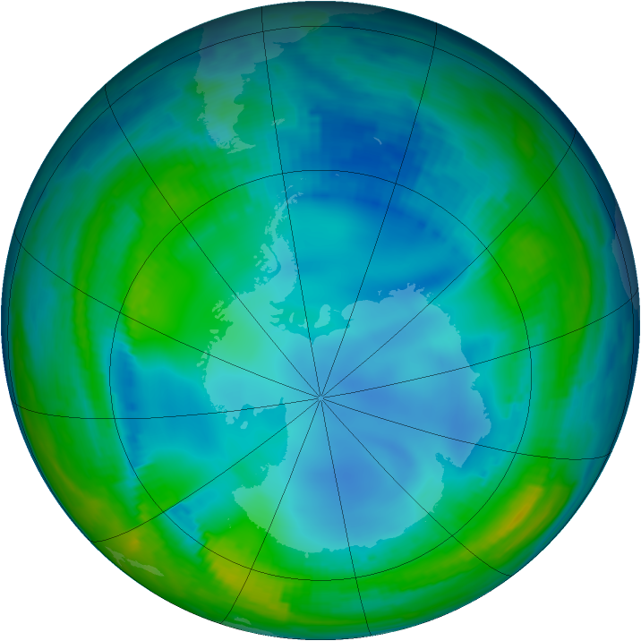 Antarctic ozone map for 21 July 1997